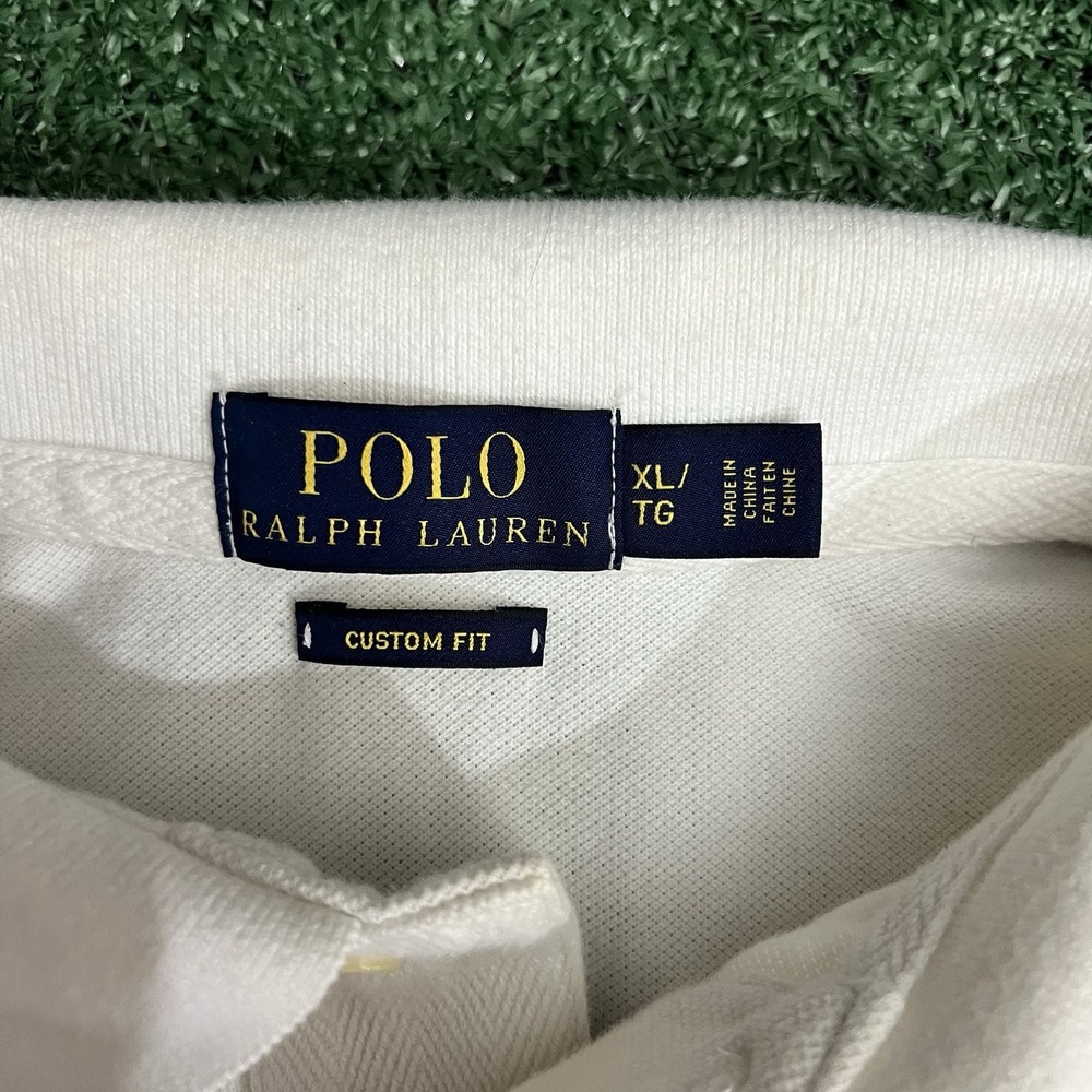 Polo Ralph Lauren Custom Fit Triple-Pony Stampede Mesh Polo Shirt Size XL White - Picture 4 of 10